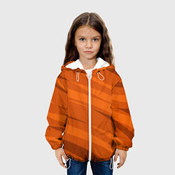 Куртка с капюшоном детская Тёмный оранжевый полосами, цвет: 3D-белый — фото 2