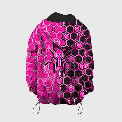 Детская куртка Техно-киберпанк шестиугольники розовый и чёрный с / 3D-Черный – фото 2