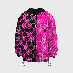 Детская куртка Техно-киберпанк шестиугольники розовый и чёрный с