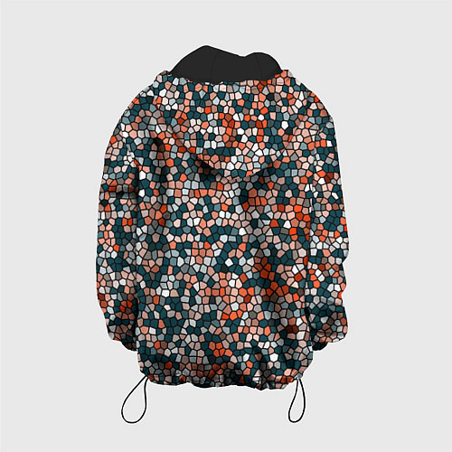Детская куртка Красно-бирюзовый паттерн мелкая мозаика / 3D-Черный – фото 2