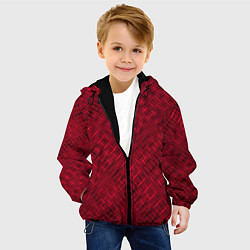 Куртка с капюшоном детская Тёмно-красный однотонный текстурированный, цвет: 3D-черный — фото 2