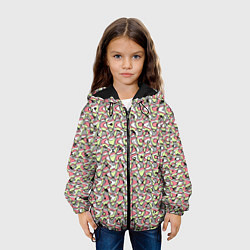Куртка с капюшоном детская Абстрактный паттерн салатово-розовый, цвет: 3D-черный — фото 2