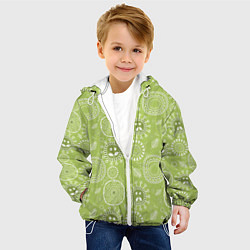 Куртка с капюшоном детская Зеленый цветочный - паттерн смайлики, цвет: 3D-белый — фото 2