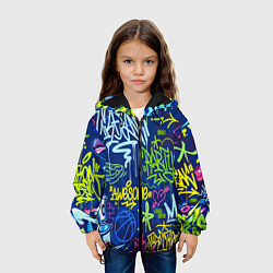 Куртка с капюшоном детская Урбанизм и граффити, цвет: 3D-черный — фото 2