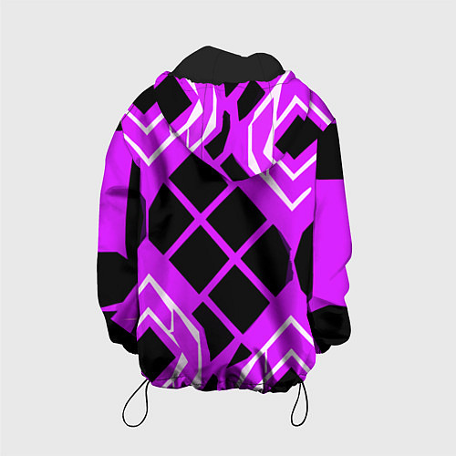Детская куртка Чёрные квадраты и белые полосы на фиолетовом фоне / 3D-Черный – фото 2