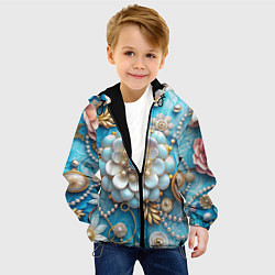 Куртка с капюшоном детская Цветы и жемчуг, цвет: 3D-черный — фото 2