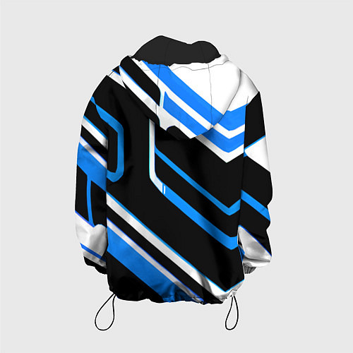 Детская куртка Бело-синие линии на чёрном фоне / 3D-Черный – фото 2