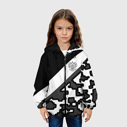 Куртка с капюшоном детская Россия камуфляж текстура, цвет: 3D-черный — фото 2