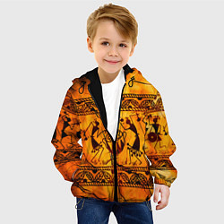Куртка с капюшоном детская Африканские наскальные рисунки, цвет: 3D-черный — фото 2