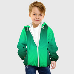 Куртка с капюшоном детская Яркий зеленый градиентный комбинированный фон, цвет: 3D-белый — фото 2