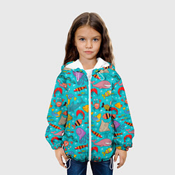 Куртка с капюшоном детская Морские обитатели узор, цвет: 3D-белый — фото 2