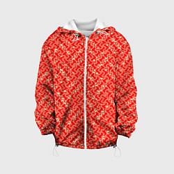 Куртка с капюшоном детская Красно-белый текстурированный, цвет: 3D-белый