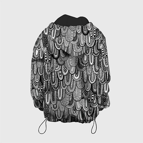 Детская куртка Абстрактные перья черно - белые / 3D-Черный – фото 2