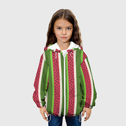 Куртка с капюшоном детская Арбузный паттерн, цвет: 3D-белый — фото 2