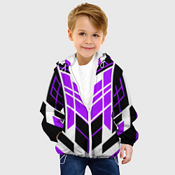 Куртка с капюшоном детская Purple and black stripes on a white background, цвет: 3D-белый — фото 2