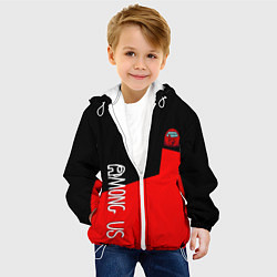 Куртка с капюшоном детская Амонг ас геометрия красный, цвет: 3D-белый — фото 2