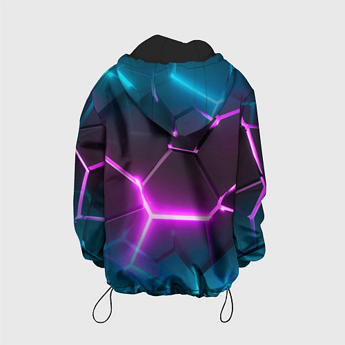 Детская куртка Голубые и розовые неоновые плиты в разломе / 3D-Черный – фото 2