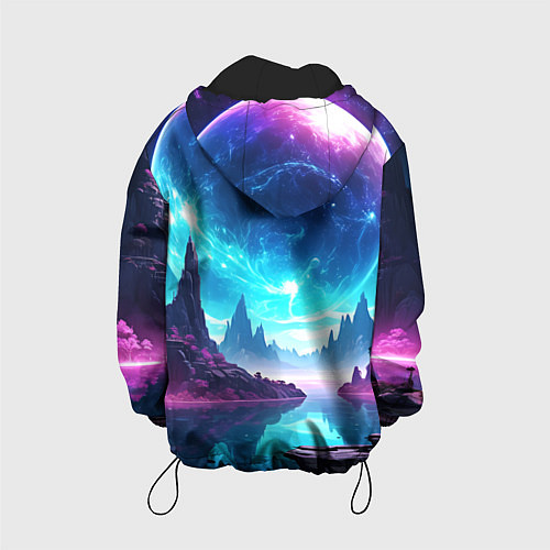 Детская куртка Космический пейзаж - планеты / 3D-Черный – фото 2