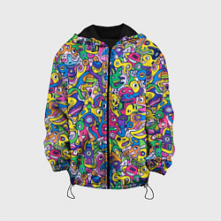 Куртка с капюшоном детская Рожицы разноцветные, цвет: 3D-черный