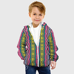 Куртка с капюшоном детская Абстрактные разноцветные вертикальные полосы, цвет: 3D-белый — фото 2
