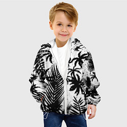 Куртка с капюшоном детская Чёрно белые пальмы, цвет: 3D-белый — фото 2
