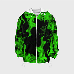 Куртка с капюшоном детская Razer зелёный огонь, цвет: 3D-белый