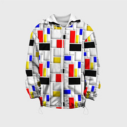 Куртка с капюшоном детская Геометрия цветных Пит Мондриан, цвет: 3D-белый