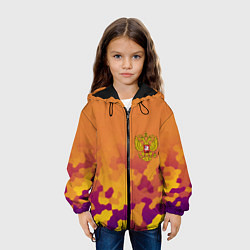 Куртка с капюшоном детская Герб РФ текстура камуфляж, цвет: 3D-черный — фото 2