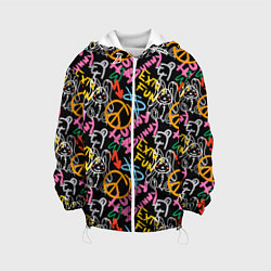 Куртка с капюшоном детская Funny bunny color graffiti pattern, цвет: 3D-белый