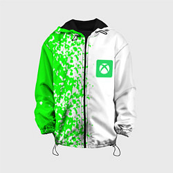 Куртка с капюшоном детская Xbox кислотные зеленые краски, цвет: 3D-черный