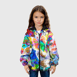 Куртка с капюшоном детская Живописные бабочки, цвет: 3D-черный — фото 2