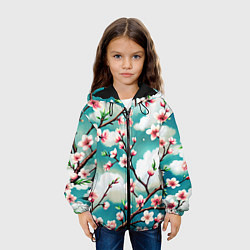Куртка с капюшоном детская Цветущие ветки японской сакуры, цвет: 3D-черный — фото 2
