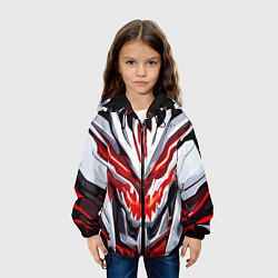 Куртка с капюшоном детская Абстрактный красный кибер демон, цвет: 3D-черный — фото 2