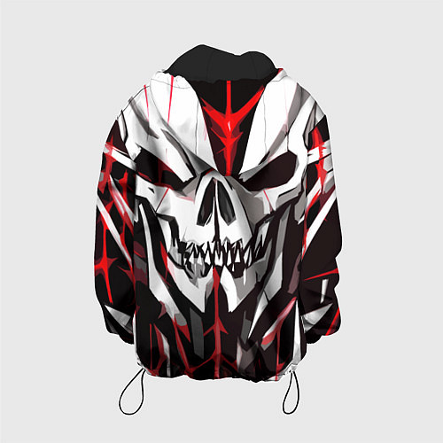 Детская куртка Белый череп и красные полосы на чёрном фоне / 3D-Черный – фото 2