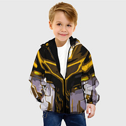 Куртка с капюшоном детская Yellow stripes on a black and white background, цвет: 3D-черный — фото 2