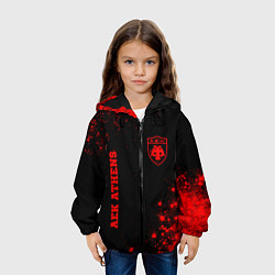 Куртка с капюшоном детская AEK Athens - red gradient вертикально, цвет: 3D-черный — фото 2