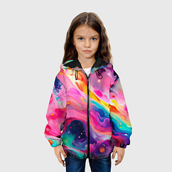 Куртка с капюшоном детская Акварельный узор, цвет: 3D-черный — фото 2