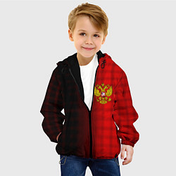 Куртка с капюшоном детская Герб РФ текстура красный, цвет: 3D-черный — фото 2