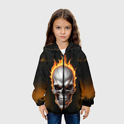 Куртка с капюшоном детская Череп в огне, цвет: 3D-черный — фото 2