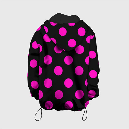 Детская куртка Эмо эстетика - черно розовый горох / 3D-Черный – фото 2