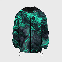 Детская куртка Бирюзовый мрамор на черном фоне