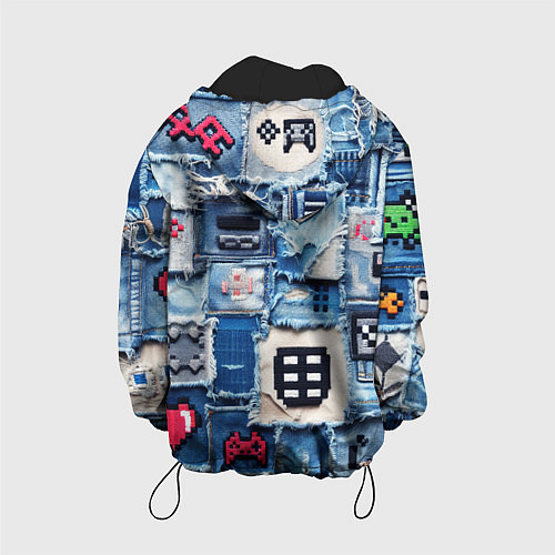 Детская куртка Геймерские знаки на пэчворк / 3D-Черный – фото 2