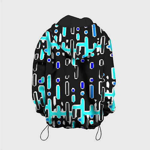 Детская куртка Синие линии и точки на чёрном фоне / 3D-Черный – фото 2