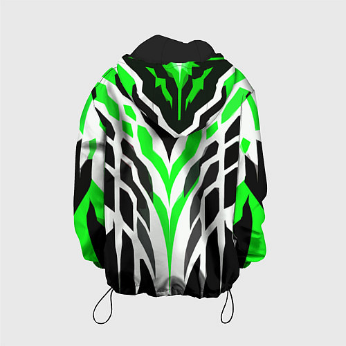 Детская куртка Агрессивные зелёно-белые полосы на чёрном фоне / 3D-Черный – фото 2