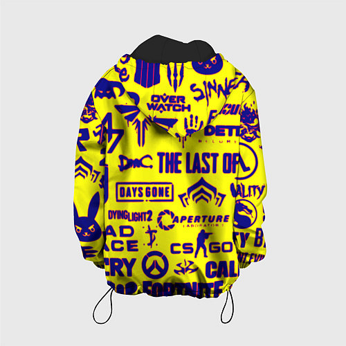 Детская куртка Логотипы игр на жёлтом / 3D-Черный – фото 2