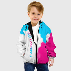 Куртка с капюшоном детская Stumble Guys neon gradient style по-вертикали, цвет: 3D-черный — фото 2