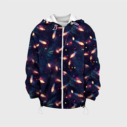 Куртка с капюшоном детская Паттерн новогодняя гирлянда, цвет: 3D-белый