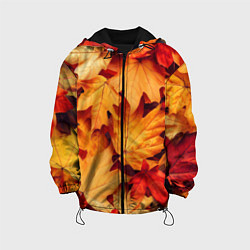 Куртка с капюшоном детская Осенние кленовые листья, цвет: 3D-черный
