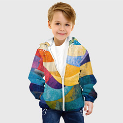 Куртка с капюшоном детская Разноцветная геометрическая мозаика, цвет: 3D-белый — фото 2