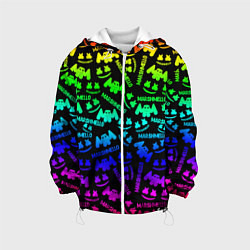 Куртка с капюшоном детская Marshmello neon steel pattern, цвет: 3D-белый